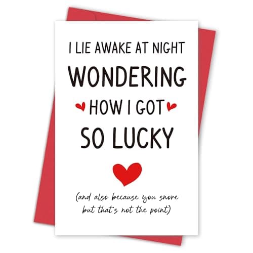 BINVASDS Humorous Wedding Anniversary Cards for Snoring Husband, Happy Wedding Anniversary Cards Gifts for Husband Wife Woman Man, Funny Anniversary Card for Him Her