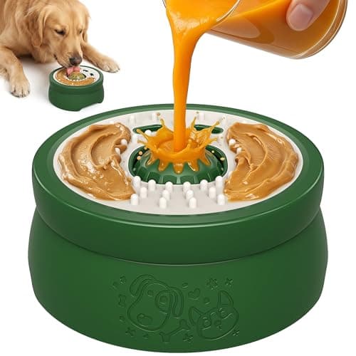 Dog Lick Bowl with Ball: ORDORA 2-in-1 Slow Feeder Dog Licking Bowl for Liquid & Thick Treat (Yogurt, Bone Broth & Supplements) - Anxiety Relief Dog Enrichment Lick Toys for Large Medium Small Dogs