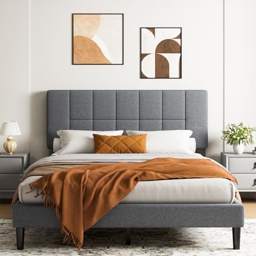 Marsail Queen Size Bed Frame, ...embly, Ideal Height, Dark Gray