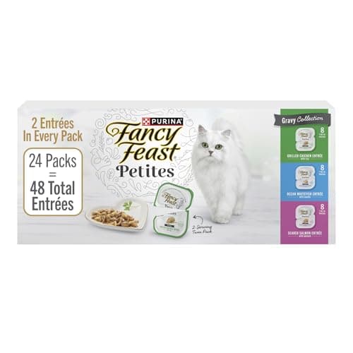 Purina Fancy Feast  Wet Cat Food Variety Pack, Petites Gravy Collection , 48 servings - (Pack of 24)  $14.05 or less S&S CLIP Q AMZ