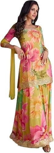 Shreeva Fashion Ready to Wear Indian/Pakistani Party wear Floral Print Designer Kurta with Palazzo Suit for Womens