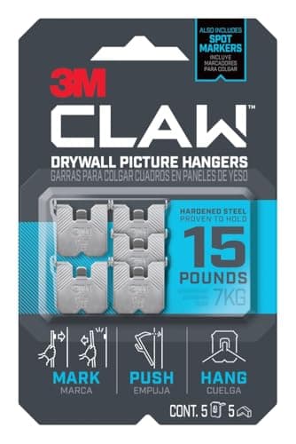5-Pack 3M Claw 15-Pound Drywall Picture Hangers w/ Spot Markers $5.19 + Free Shipping w/ Prime or on $35+