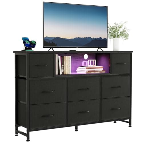 DUMOS LED Entertainment Center...for 45-55 inch, Bedroom, Black