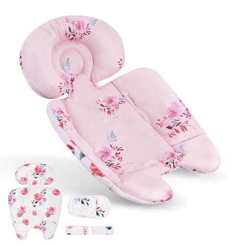 UPPERKIDS Mamaroo Infant Insert Compatible with 4moms MamaRoo & RockaRoo Swing | Enlarged Head & Body Support Cushion, Reversible Design, Soft Breathable Fabric with Flowers, Machine Washable