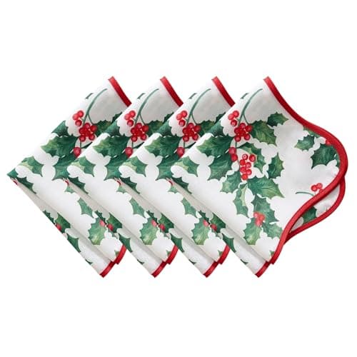 Elrene Home Fashions Vintage H...day Napkins, Set of 4, 17"x17"