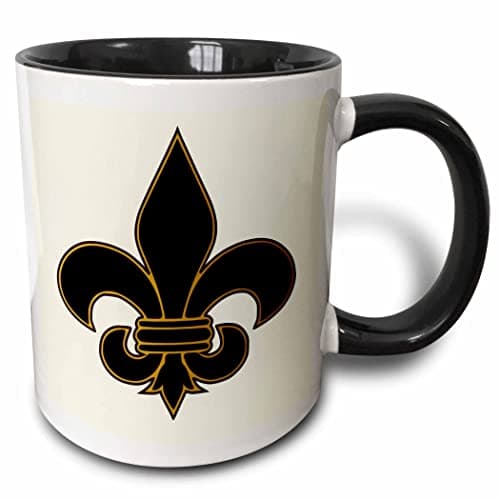 3dRose Large Black and Gold Fl...Symbol 11oz Two-Tone Black Mug