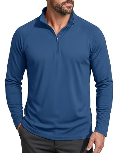 Long Sleeve Tee Shirts for Men Dry Fit Sun Protection Hiking Shirts Running Shirts Outdoor Shirts Quick Dry Fishing Shirts Blue Grey