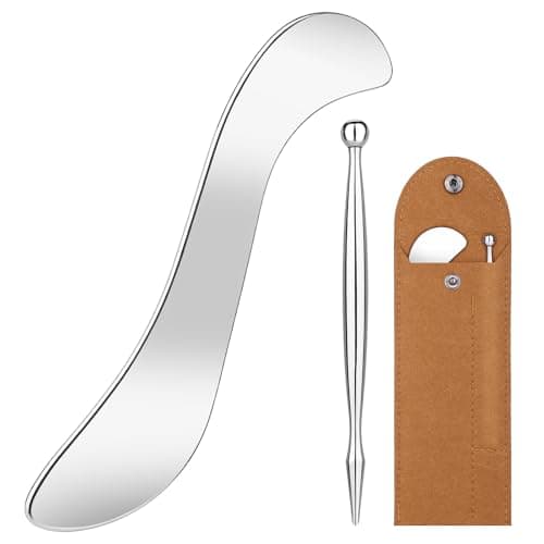 Stainless Steel Muscle Scraper Tool & Acupressure Pen Kit, Body Gua sha Tool for Physical Therapy, Deep Tissue Massage & Reflexology, Myofascial Release Tool for Muscle Tension Relief