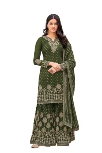 Heni Fashion Indian/Pakisatni Party/Wedding Wear Readymade Sharara Salwar Kameez/Salwar Suit for Women (L, Light Green)