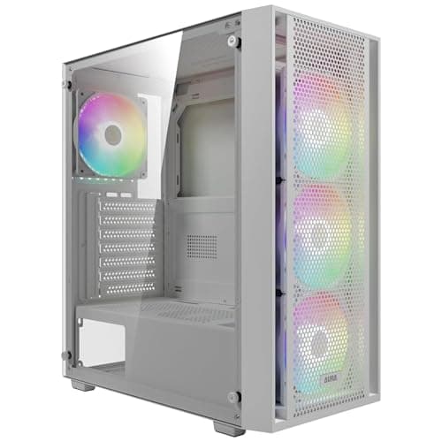 GAMDIAS White ATX Mid Tower Gaming Computer PC Case with Side Tempered Glass $36.09