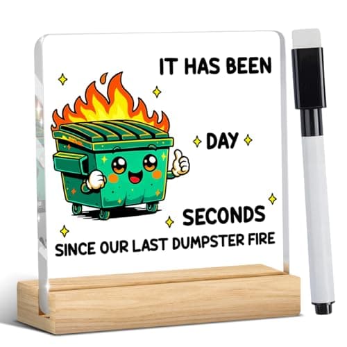 Dumpster Fire Desk Accessories Funny Office Decor Green Accessories Funny Office Gifts It Has Been Days Seconds DIY Acrylic Sign for Home Bedroom Living Room