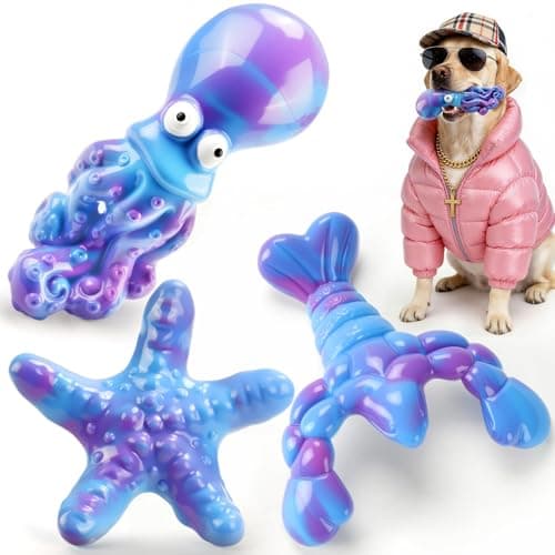 3 Pack Indestructible Dog Chew Toys for Aggressive Chewers: Ultra-Dense Nylon, Bacon Flavor Chew Bones, Heavy Duty Tough Toys for Large Dogs 20-90 lbs, Long Lasting & Keep Them Busy (XL Ocean)