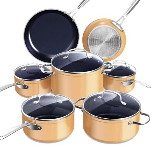 Nuwave Healthy Duralon Blue Ce...Glass Lids & Stay-Cool Handles