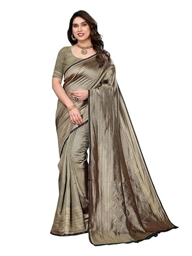 Vedant Vastram Women's Litchi Silk Banarasi Silk Saree (Seema-B-Green)