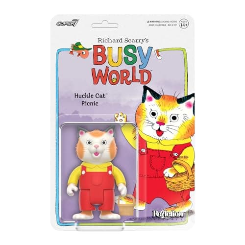 Super7 Richard Scarry Huckle Cat Picnic - 3.75" Richard Scarry Books Action Figure with Accessory Classic Children's Books Collectibles and Retro Toys