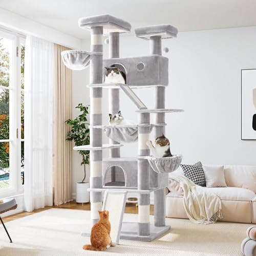 Allewie 81 Inches Tall Cat Tre...Scratching Post/Wide Base/Grey