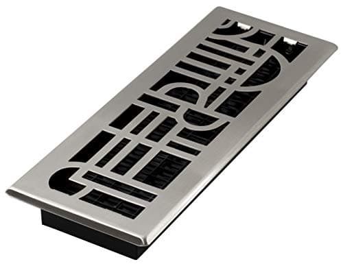 Décor Grates ADH414-NKL Art Deco Floor Register, 4x14 Inches, Brushed Nickel, 1 Pack