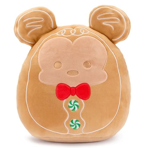 Disney Store Official Mickey Mouse Gingerbread Squishmallows Plush - 10 Inch Disney Christmas Stuffed Animal with Embroidered Features, Detailed Plush Sculpting and Soft Squishy Fill