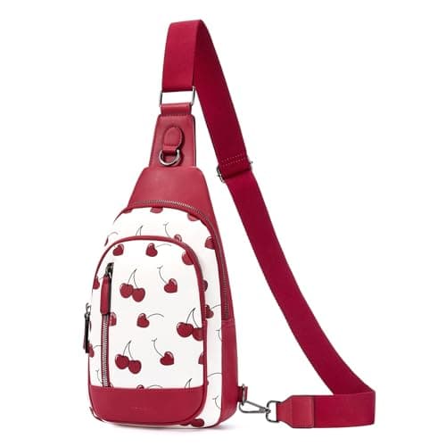 CLUCI Cherry Crossbody Bags for Women Men,Leather Sling Bag Cross Body Backpack for Woman Travel Essentials Birthday Gifts