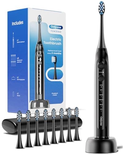 Onlyone Rechargeable Sonic Electric Toothbrush w/ 8 Replacement Heads (2 Colors) $9