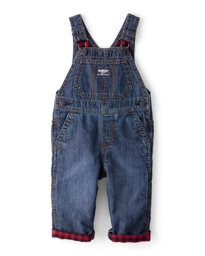 Oshkosh Boys World's Best Overalls, Blue Buffalo Check, 9M