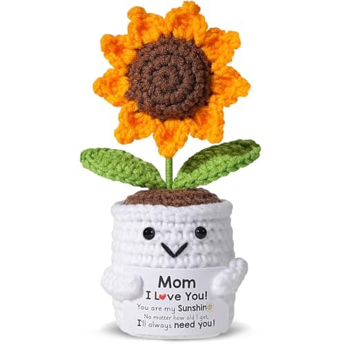 Mothers Day Mom Gifts for Mom from Daughter Son- Handmade Crochet Sunflower Pot Plush, Happy Mother’s Day Birthday Gifts for Moms Mother in Law Stepmom Mama, Cute I Love You Best Moms Ever Gift
