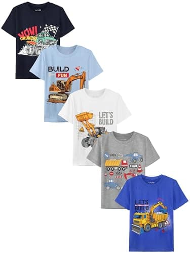WVQ 5 Pack Cotton Toddler Boys Girls Shirts Toddler Short Sleeve Animals Graphic T-Shirts Summer Tops Tees 2T-6Y Color B, 4T