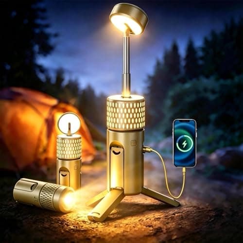 Proran 33.8" 2000lm Telescopic IP54 Waterproof 4-Mode Rechargeable Tripod Camping Light $24.99