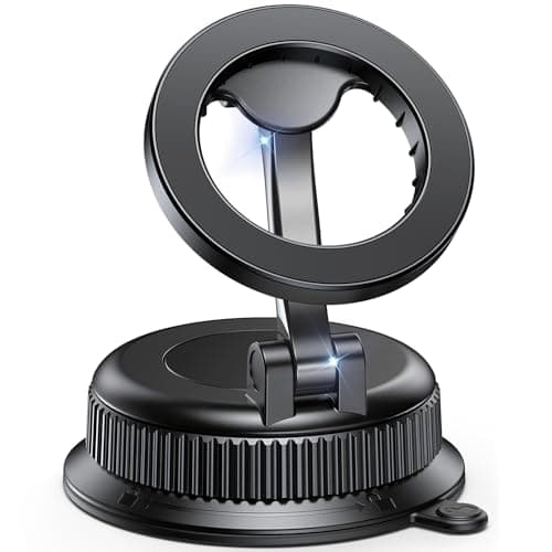 BOSILLEY Magnetic Car Phone Holder for MagSafe, Strong Suction Cup Car Phone Mount for Dashboard & Windshield, 360° Rotatable & Foldable, Adjustable Cell Phone Holder for Car, Fits iPhone 12–17 Series