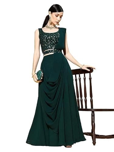 Nimbark Indian Lehenga Choli Dupatta set for Women Partywear Dress Designer Salwar Kameez Suit Ready to Wear… (Small, Green)