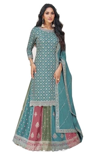 Shriva Fashion Eid festival salwar kameez ready to wear suit indian pakistani style party embroidered for women (2714) (Sky Blue, 40)