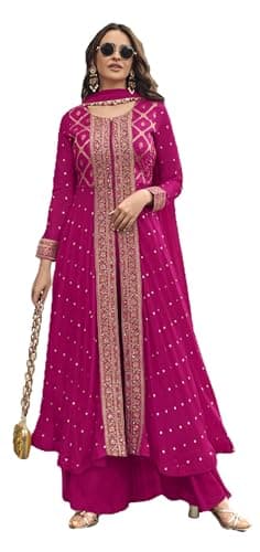 STELLACOUTURE indian pakistani ready to wear salwar kameez embroidered eid festival wedding party for women 2916-O (Pink, 40)