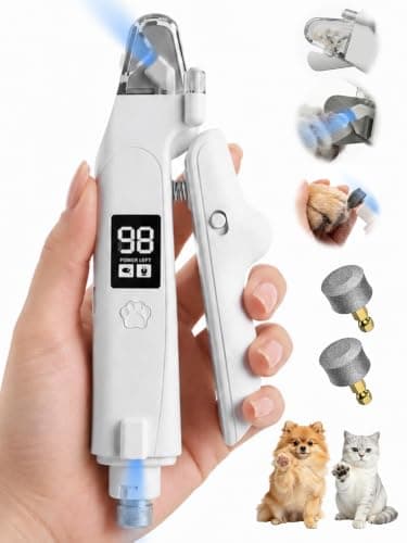Dog Nail Clippers with Light, 2-in-1 Nail Clipper & Grinder Trimmer for Large Medium Small Dogs Cats, USB Rechargeable, Dual LED Quick Sensor & Safety Guard Portable Home Pet Grooming Tool