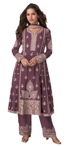 STELLACOUTURE Ready to wear salwar kameez for women, Indian Pakistani traditional ethnic suit Eid, Wedding, Party 2964-O (Purple, 44)