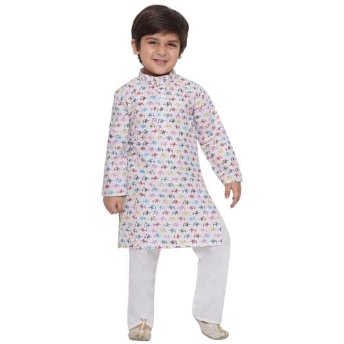 AJ DEZINES Boys Indian Wear Bollywood Style White Kurta Pyjama for Kids (1264-Cream-24)
