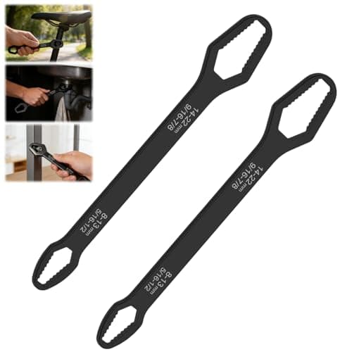 Universal Wrench Car Torx Wrench Set, 8–22mm Double-Head Self-Tightening Adjustable Wrench, Multifunctional Wrench for Outdoor Riding Home Car Repair Tools (2pcs, Black)