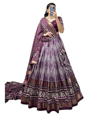 Shriva Fashion Indian ready to wear Flared Lehenga Choli Set with stitched blouse for Navaratri (Purple 1, 36)