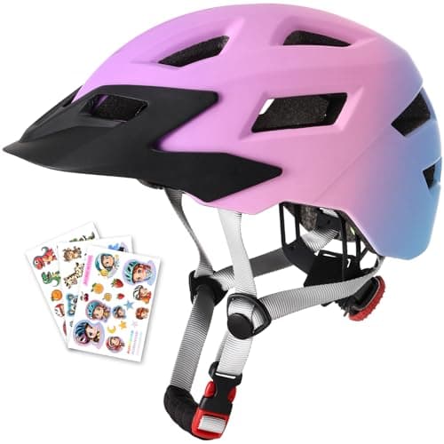 AUMENTAR Kids Bike Helmet Boys and Girls Bicycle Helmet with Cool Visor Helmet for Kids 3-14, Children Bike Helmets Youth Bike Helmet Adjustable & Lightweight 48-52cm Purple