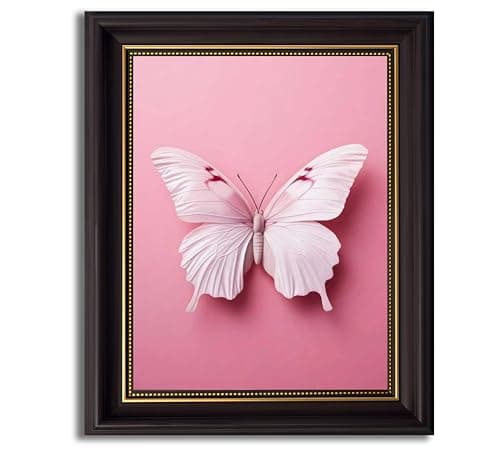 3D Textured Canvas Wall Art American-Style Frame Pink Classical Butterfly Specimen Insect Aesthetic Relief Poster Print Artwork for Bedroom Living Room Girls' Room Home Decor