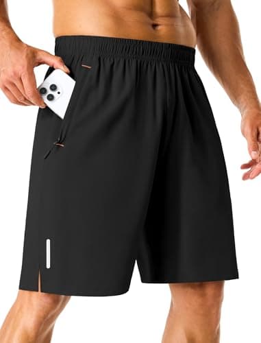 ASYJUMPD Mens Golf Workout Shorts with Pockets 7 Inch Lightweight Quick Dry Stretch Bike Soccer Hiking Shorts for Men, Black, X-Large