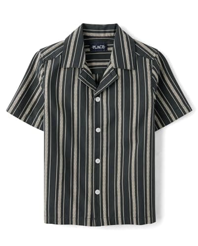 The Children's Place,Boys,Short Sleeve Button Up Shirt,Motor Oil,Large