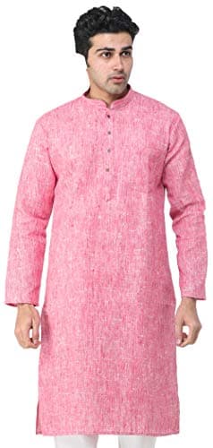 Exotic India Pure Handspun Charkha Cotton Kurta Pajama - Color Party Punch Size 48