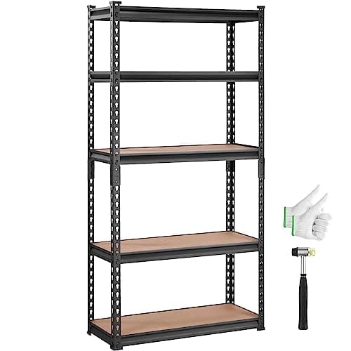5-Tier VEVOR Heavy Duty Metal Storage Shelving Organizer Utility Rack (Black) $28.06 + Free Shipping w/ Prime or on $35+