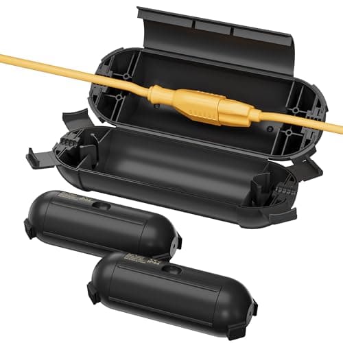 [3 Pack] Outdoor Extension Cord Cover Waterproof, BN-LINK Outdoor Plug Protector, Electrical Connection Box for Holiday String Lights & Tools, Black