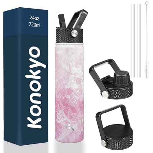Konokyo Insulated Water Bottle...les with 3 Lids,Marble Blossom