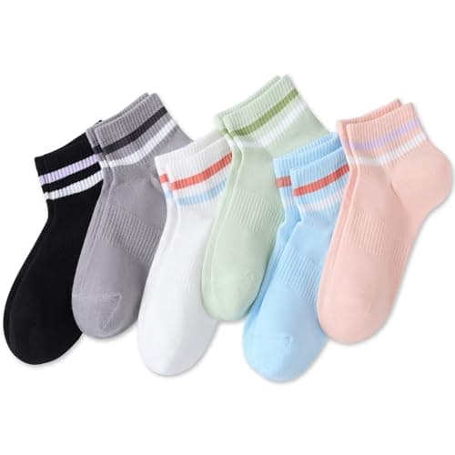 SIONCY Ankle Socks for Women Cotton Low Cut Athletic Socks Casual Thin Breathable for Running Gym Workout, 6 Pairs