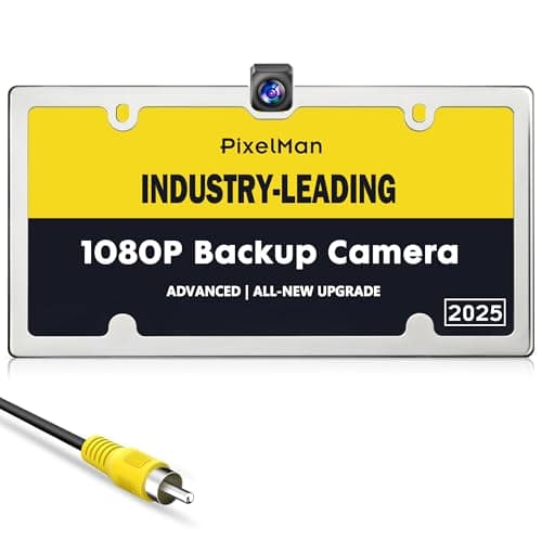 PixelMan Backup Camera,XS-2 1080P AHD Innovative One-Piece License Plate Back Up Camera Ultra Clear Night Vision 170° Wide Angle Vehicle Rear View Reverse Camera,All-Weather Durable Metal Housing