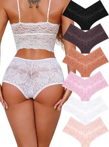 Women's 6-Pack Lace V-Waist Boy Shorts $6.74 + FS w/ Prime or orders $35+
