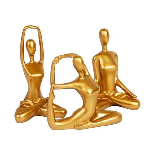Mind Reader Yoga Figurine Set,...5" W x 4.75" H, Set of 3, Gold