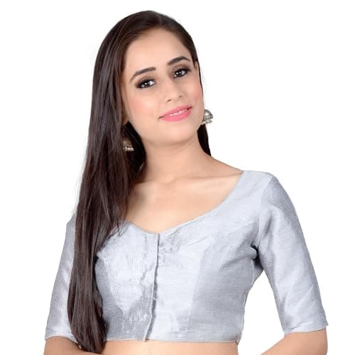 Chandrakala Casual Blouses for Women Sarees,Readymade Gray,3X-Large (B215GRA7)